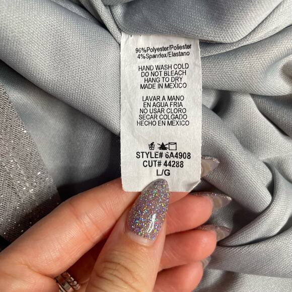 7DAY WKND Large Silver A Line Midi Dress NYE Glitter Sparkle Tank Grey Prom - Picture 4 of 4